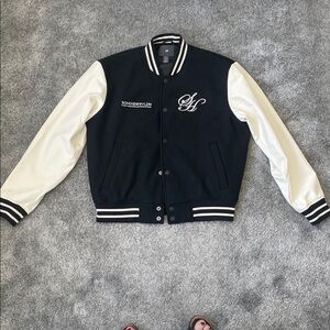 EC H&M Loose Fit Baseball Jacket - Black / White - Size Medium